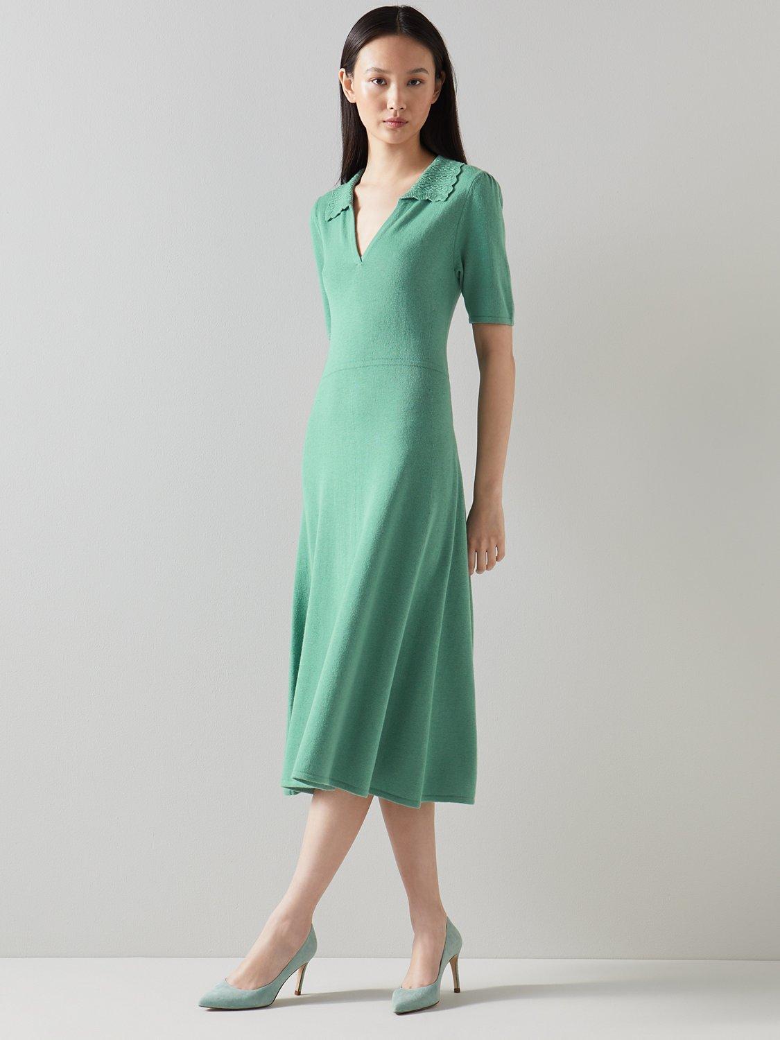 L.K.Bennett Julie Wool Blend Midi Dress, Sage
