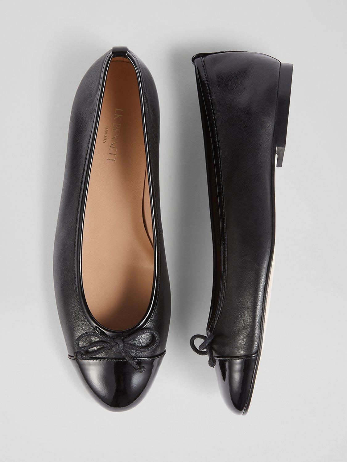 Product image 3 of 4, which shows L.K.Bennett Kara Leather And Patent Toe Cap Ballet Pumps, Black, 2