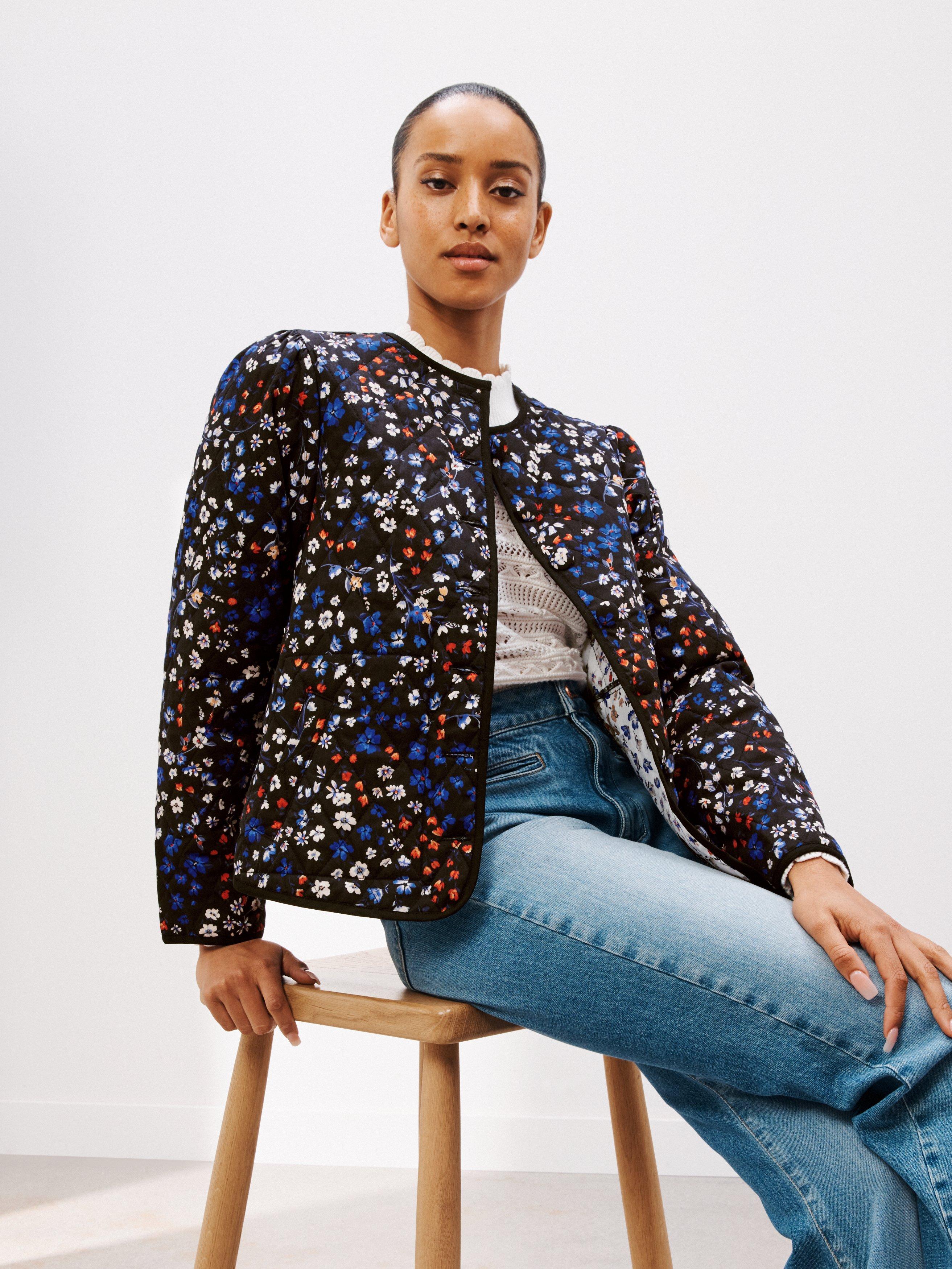 AND/OR Sabina Floral Quilted Jacket, Black