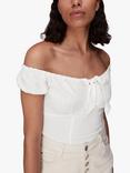 Whistles Off Shoulder Tie Front Linen Top