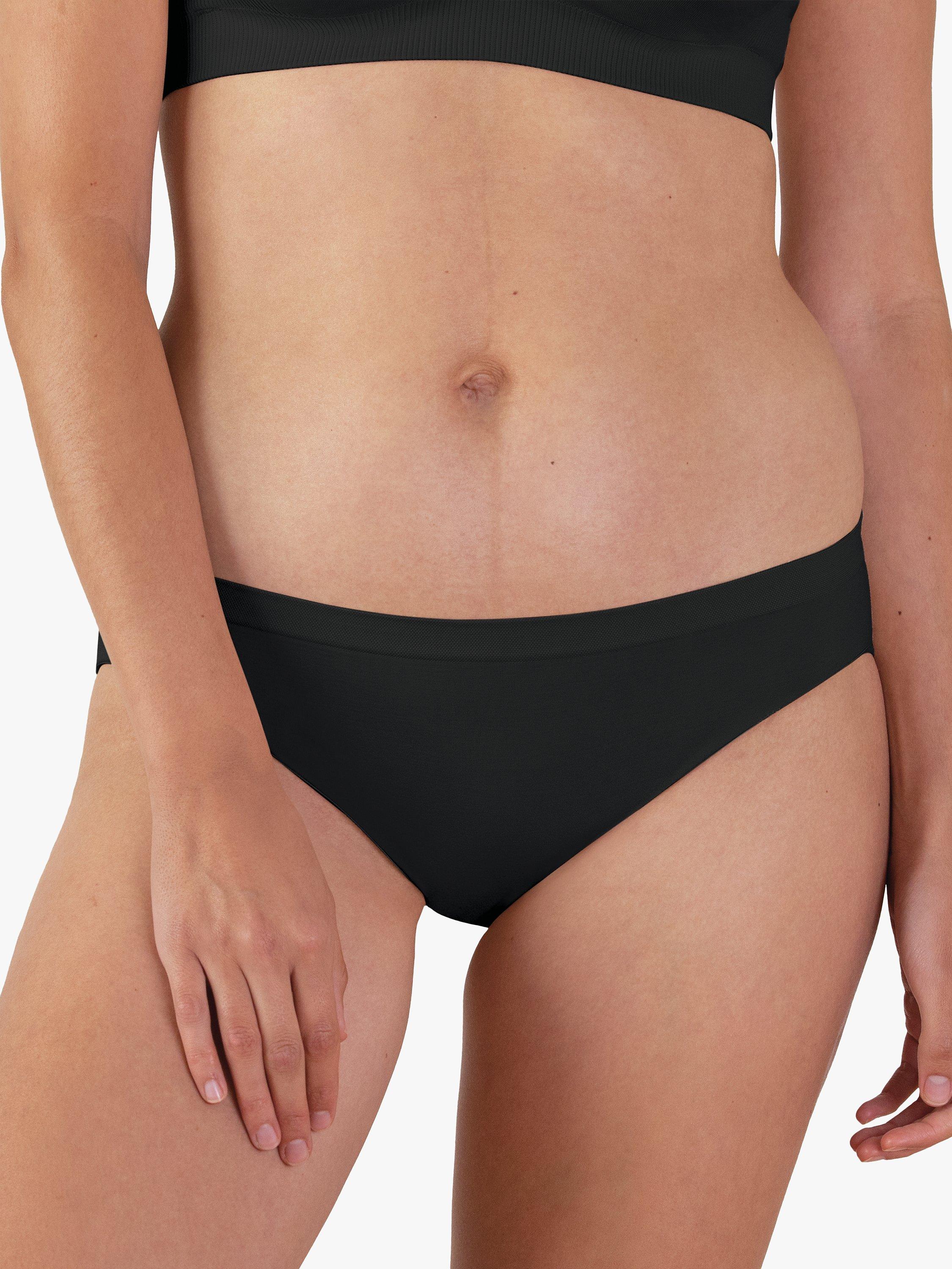 Product image 1 of 4, which shows Bravado Mid Rise Seamless Knickers, Black, XS-S