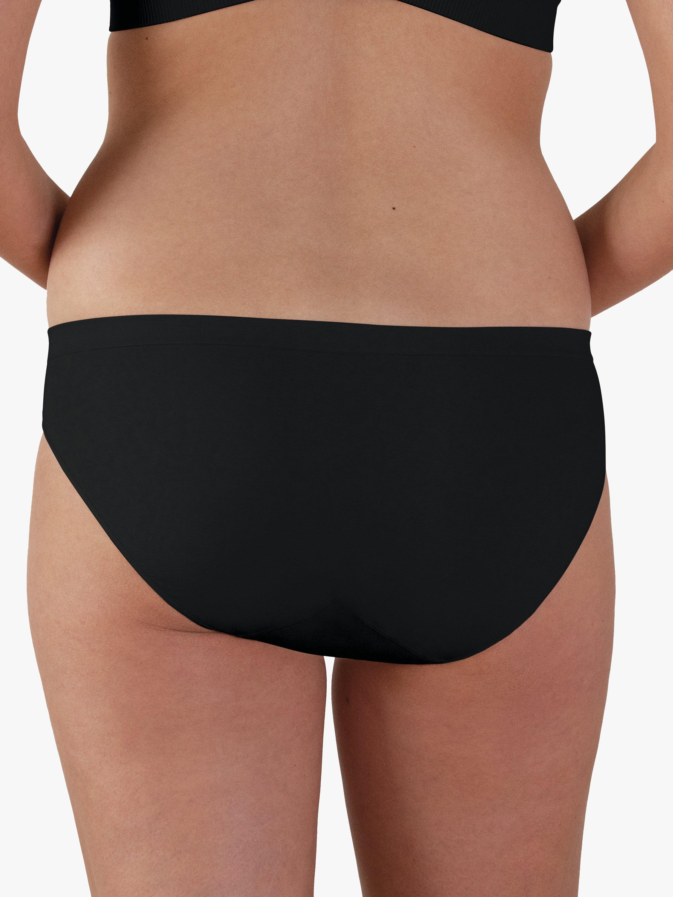 Product image 2 of 4, which shows Bravado Mid Rise Seamless Knickers, Black, XS-S