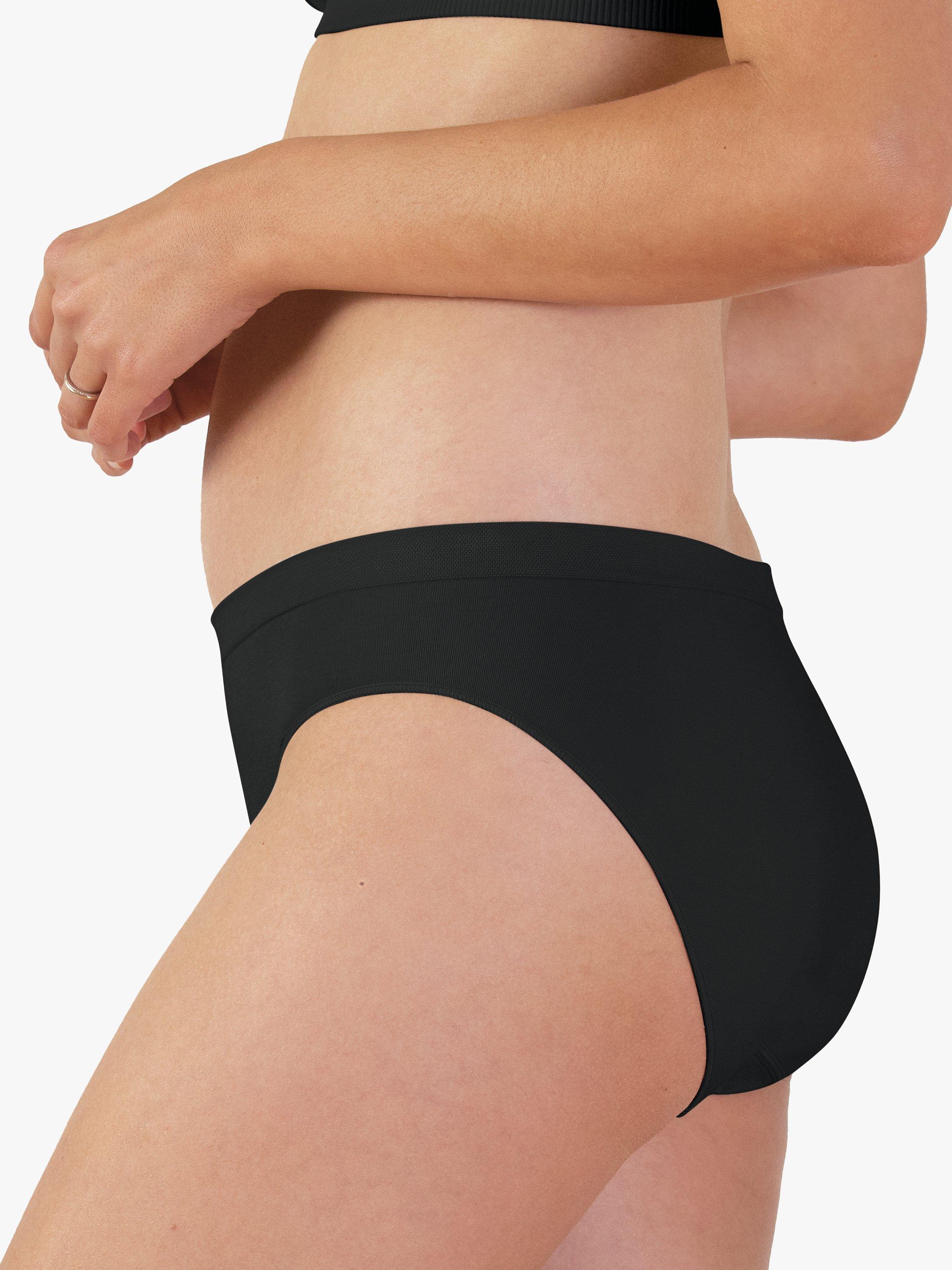 Product image 3 of 4, which shows Bravado Mid Rise Seamless Knickers, Black, XS-S