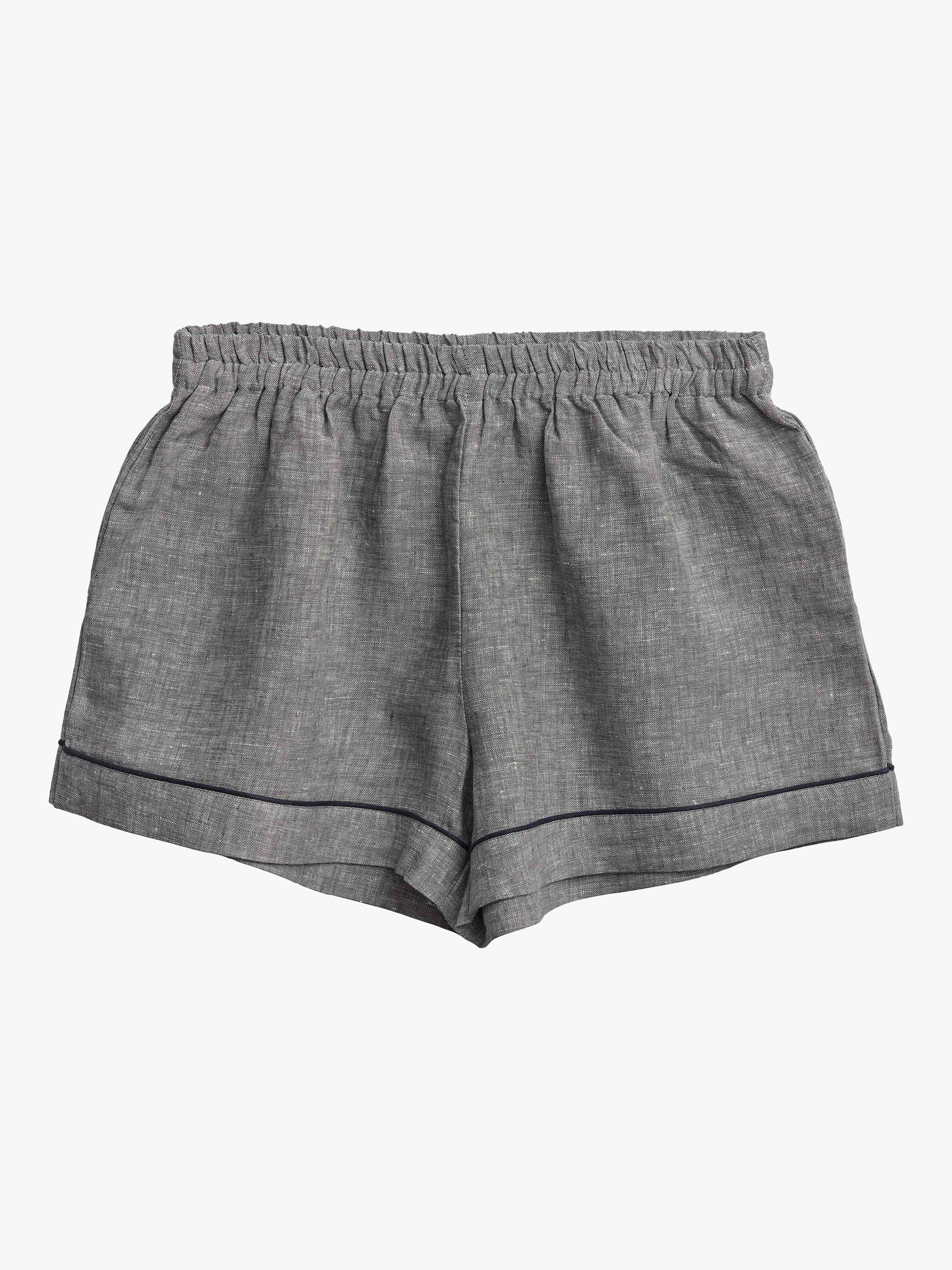Piglet in Bed Linen Pyjama Shorts, Grey