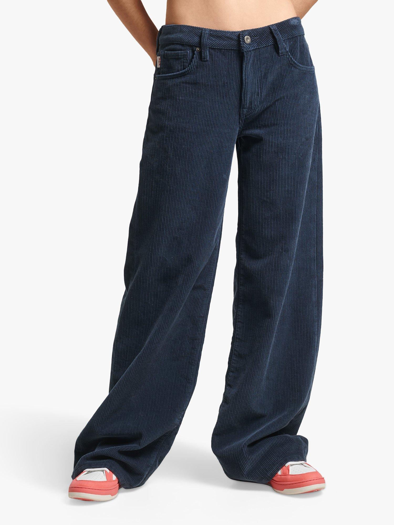 Superdry Vintage Baggy Cord Trousers, Navy
