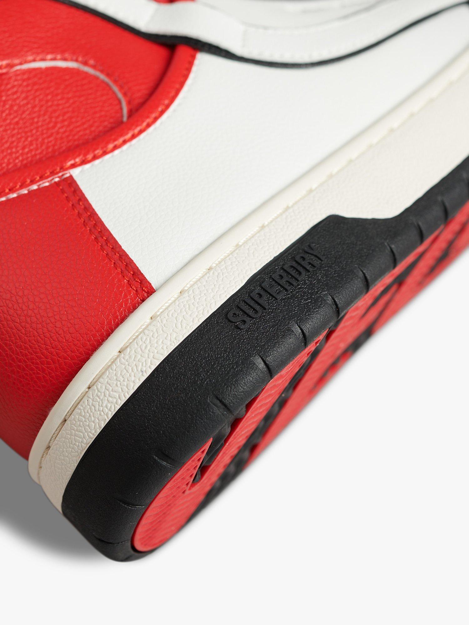 Superdry Vegan High Top Trainers, White/Black/Red