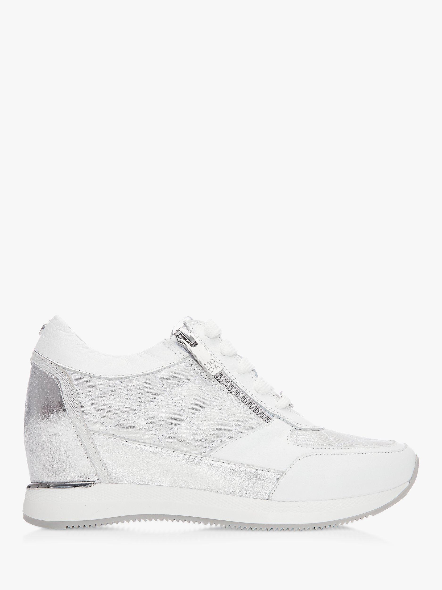 Moda in Pelle Berke Quilted Leather Wedge Heel Trainers, White