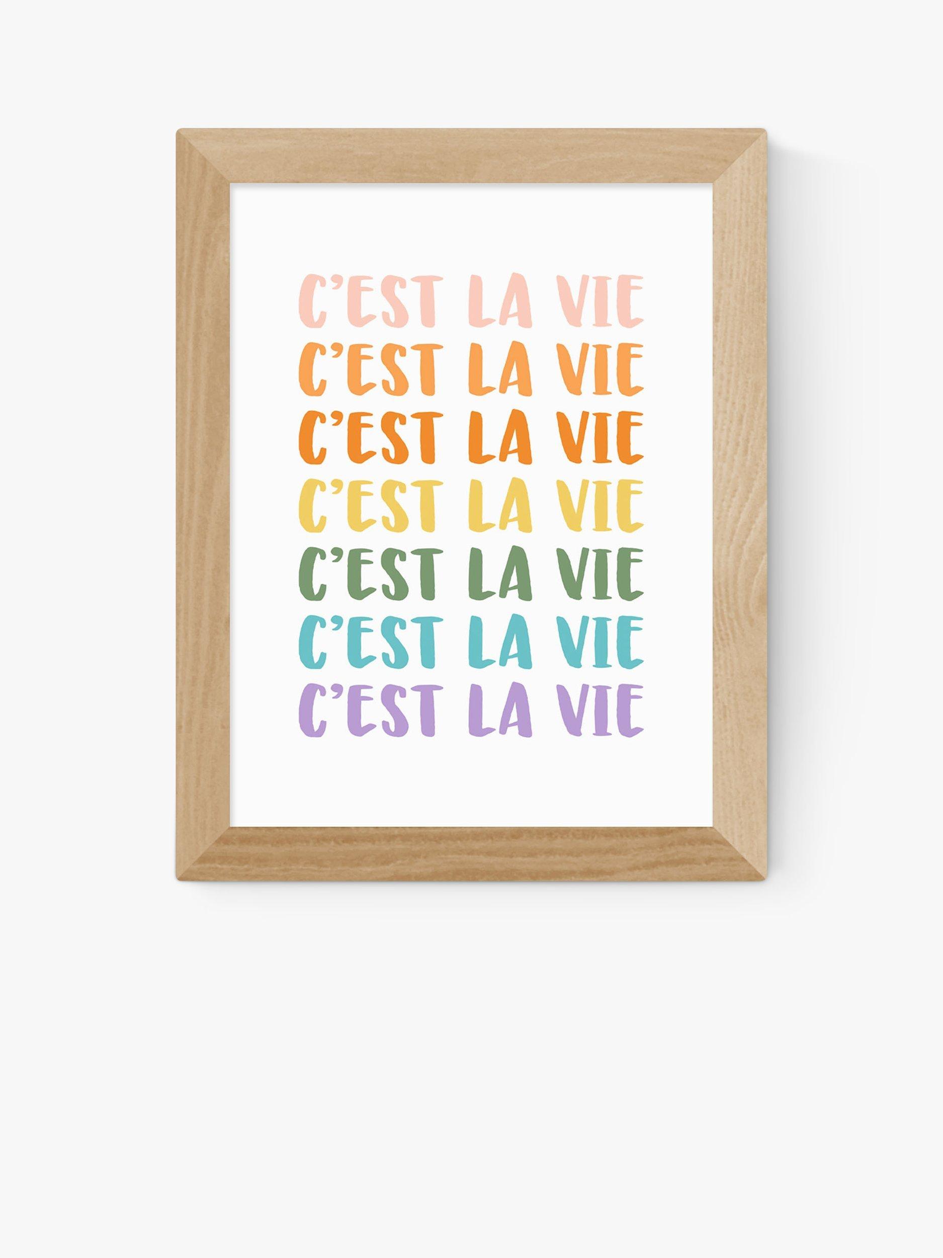 EAST END PRINTS apricot+birch 'C'est La Vie' Framed Print, Oak Frame, 56 x 46cm