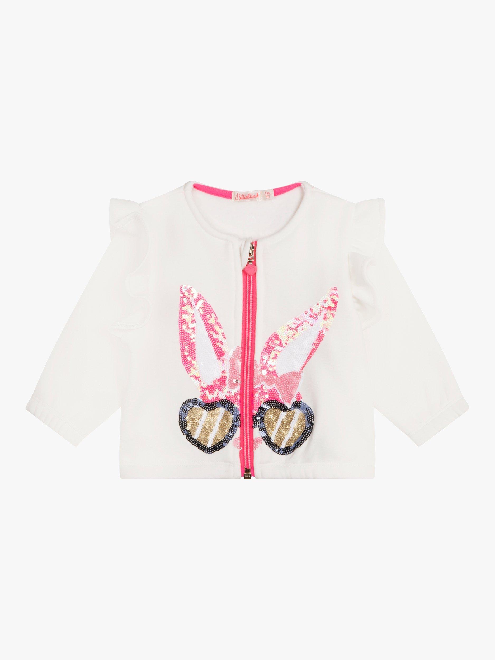 Billiblush Baby Sequin Sunglasses Zip Up Cardigan, Ivory