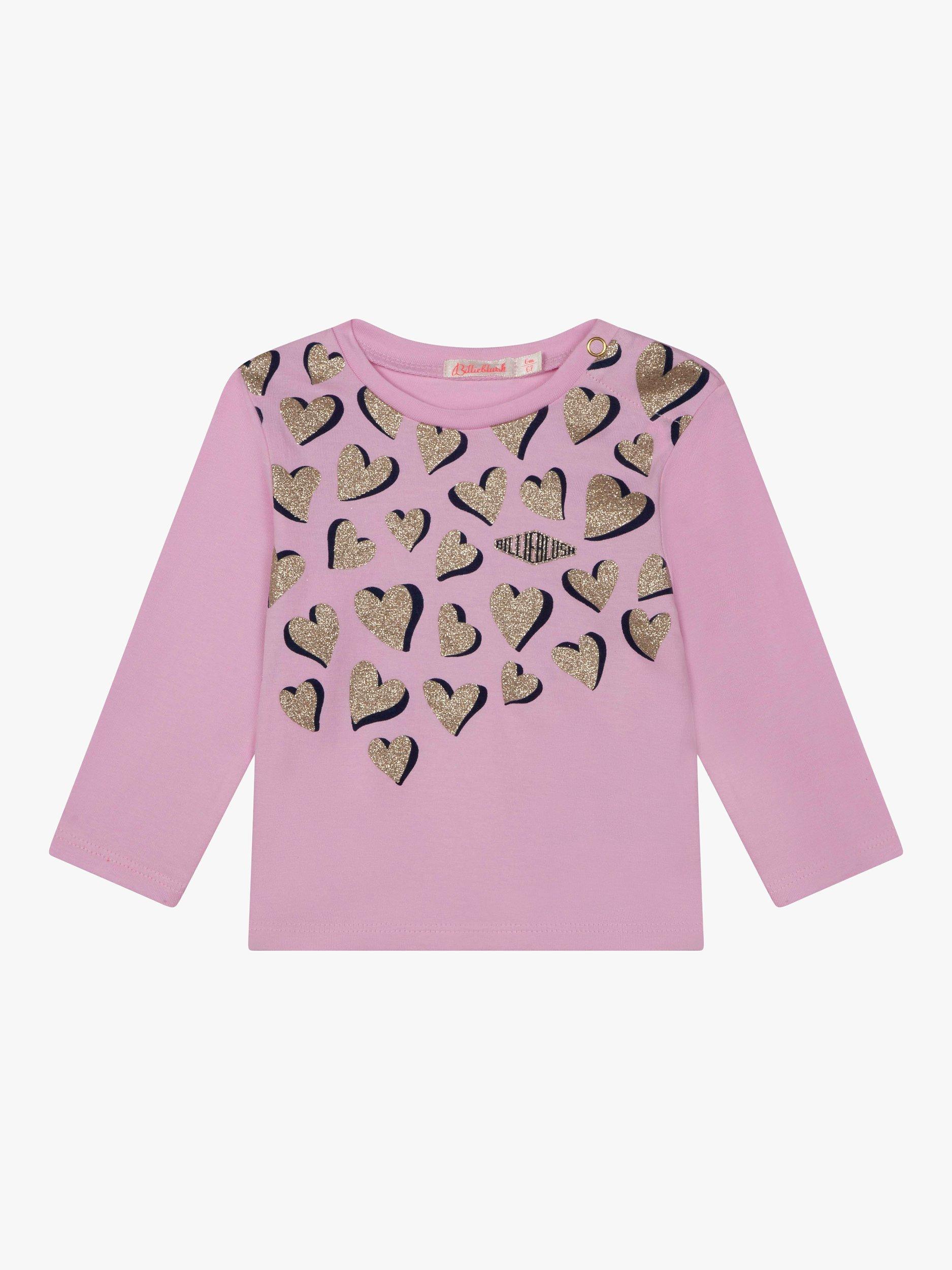 Billieblush Baby Foil Hearts Jersey Top, Pink Rose