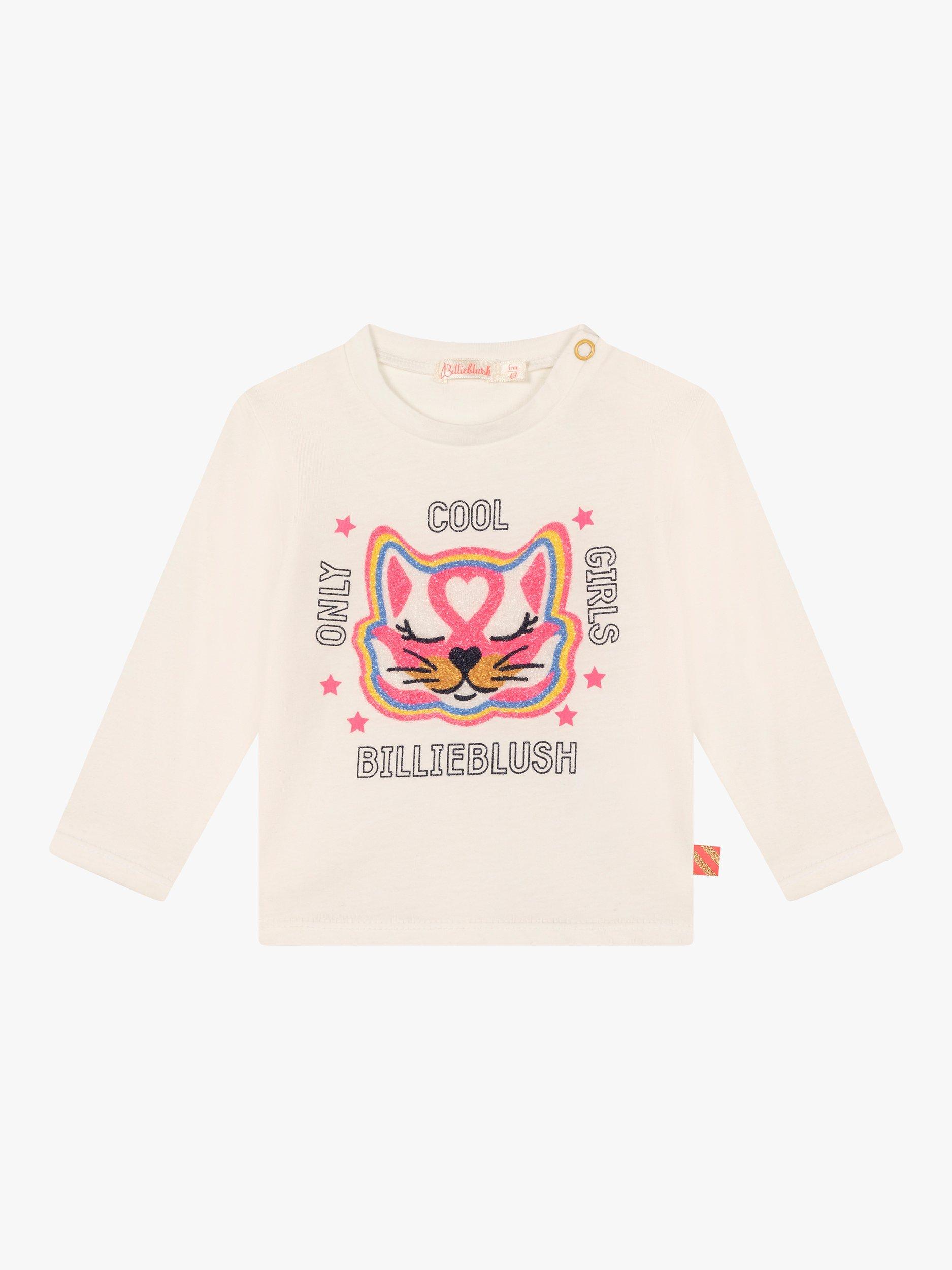 Billieblush Baby Tiger Print Long Sleeve Jersey Top, Ivory