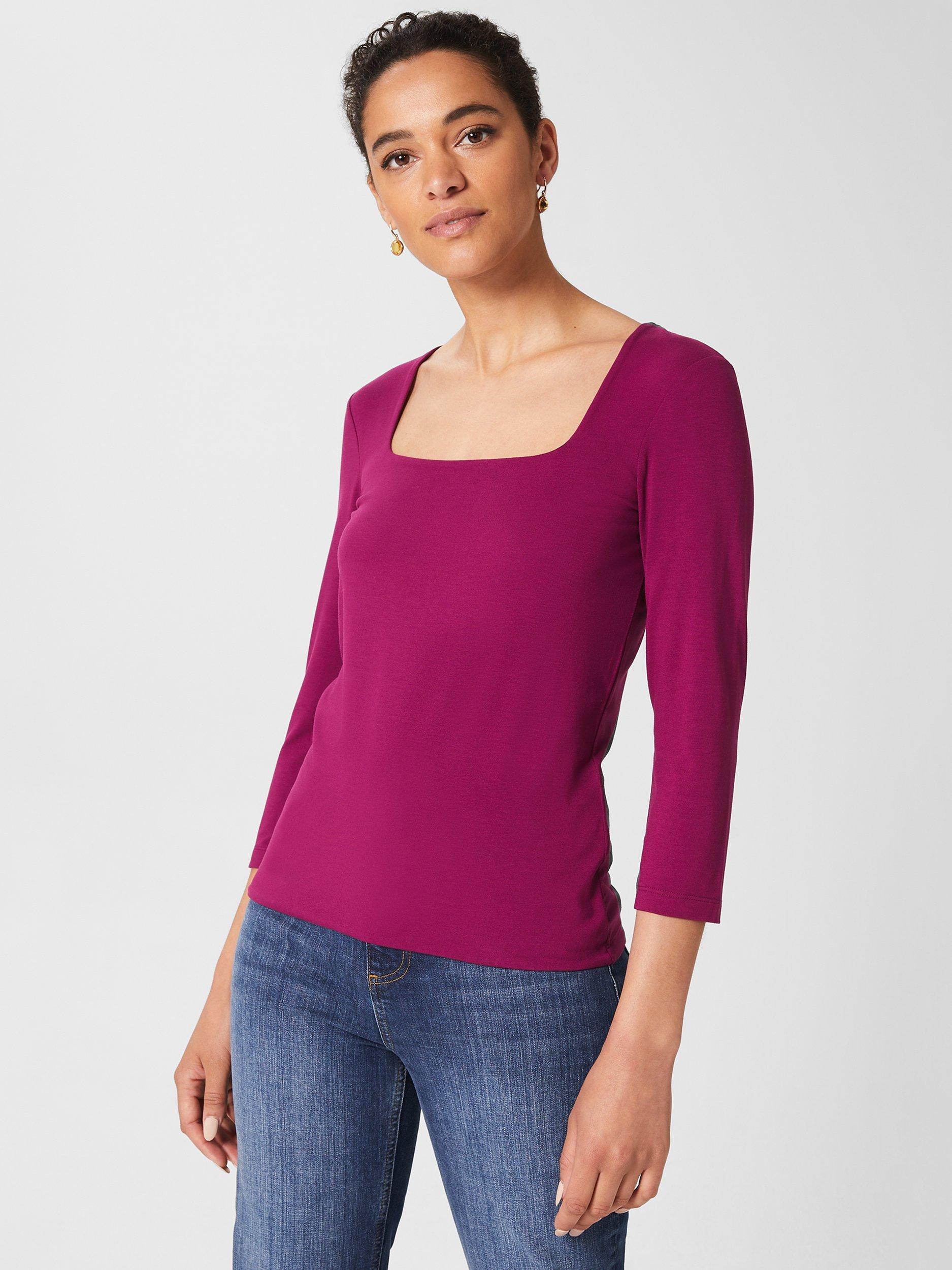 Hobbs Debbie Jersey Top, Bright Plum