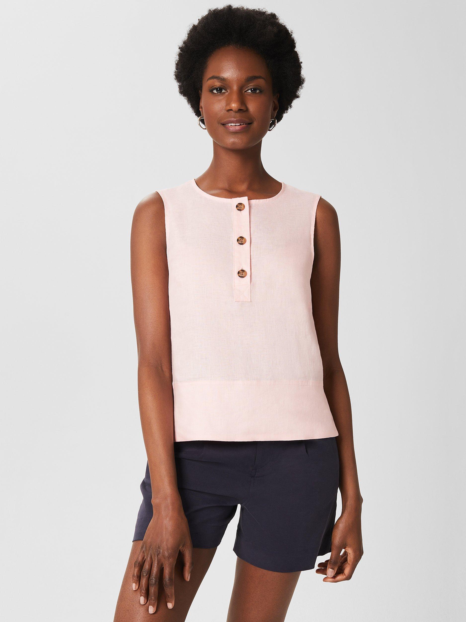 Hobbs Gayle Linen Top, Warm Pink