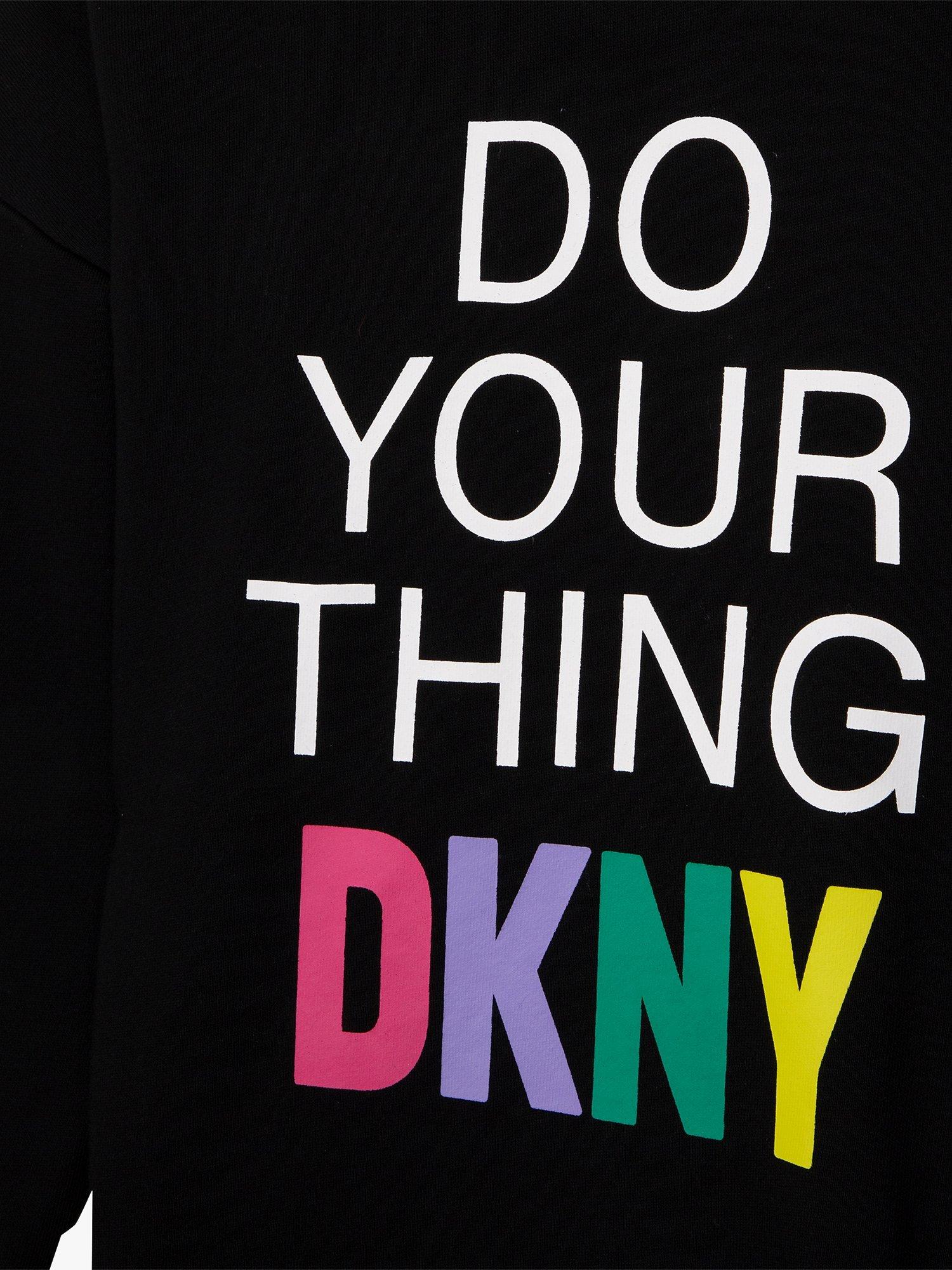 Product image 3 of 3, which shows DKNY Kids' Do Your Thing Logo Sweatshirt Dress, Black, 6 years