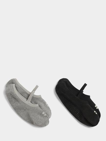 Sweaty Betty Pilates Socks, Pack of 2, Black/Grey