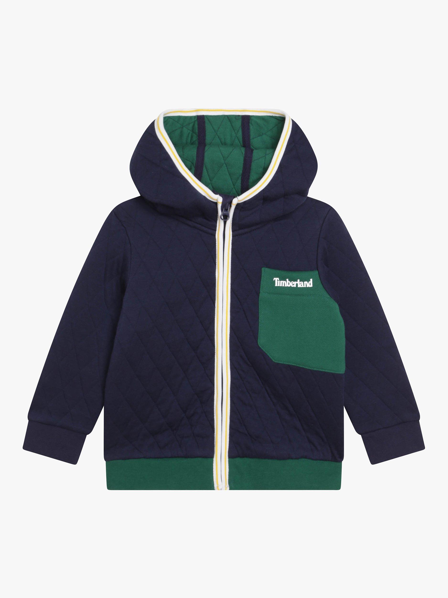 Timberland Baby Quilted Logo Hooded Cardigan, Navy