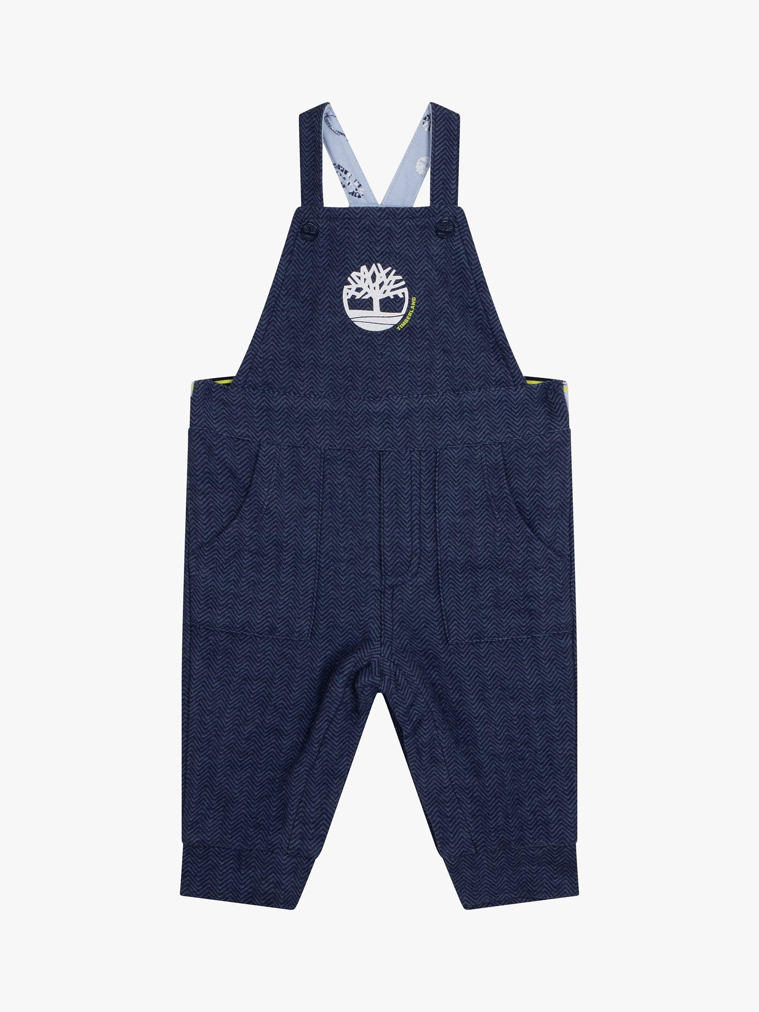 Timberland Baby Organic Cotton Herringbone Dungarees, Navy