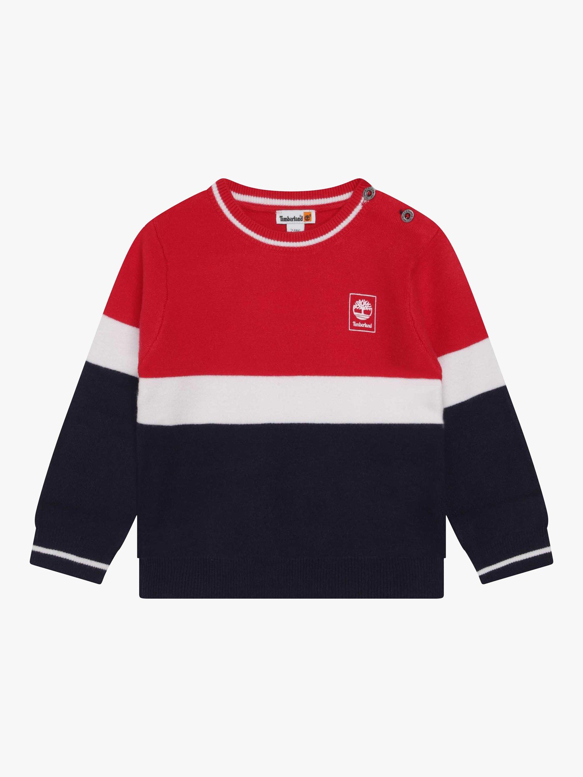 Timberland Baby Colour Block Logo Jumper, Orange Coral