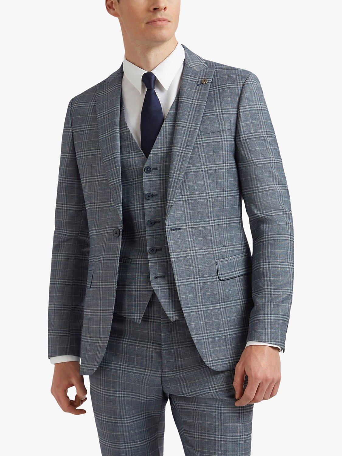 Ted Baker Check Wool Blend Suit Jacket, 150 Dusty Blue Chk