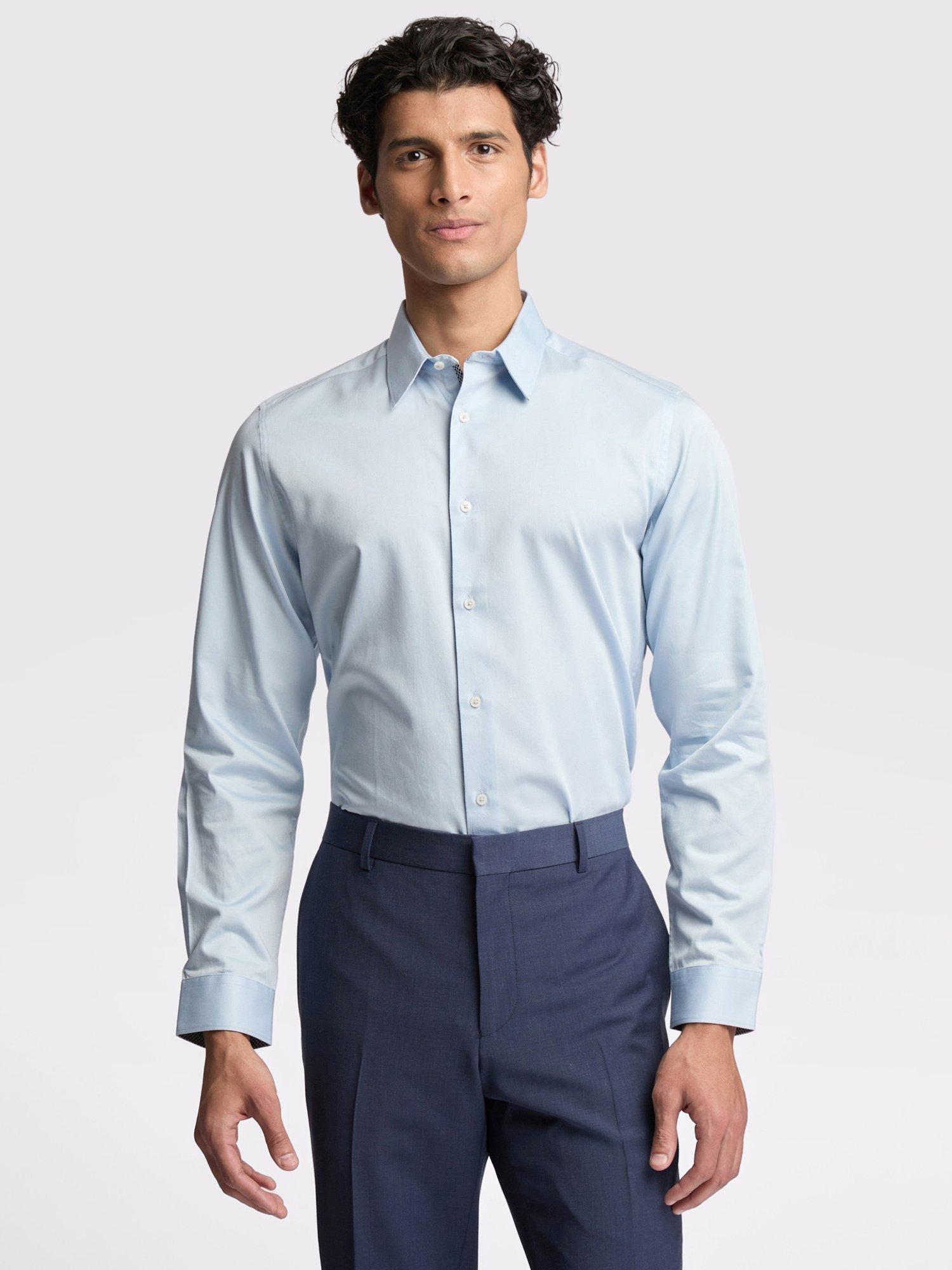 Ted Baker Sateen Slim Fit Shirt, 150 Blue Light, 15R