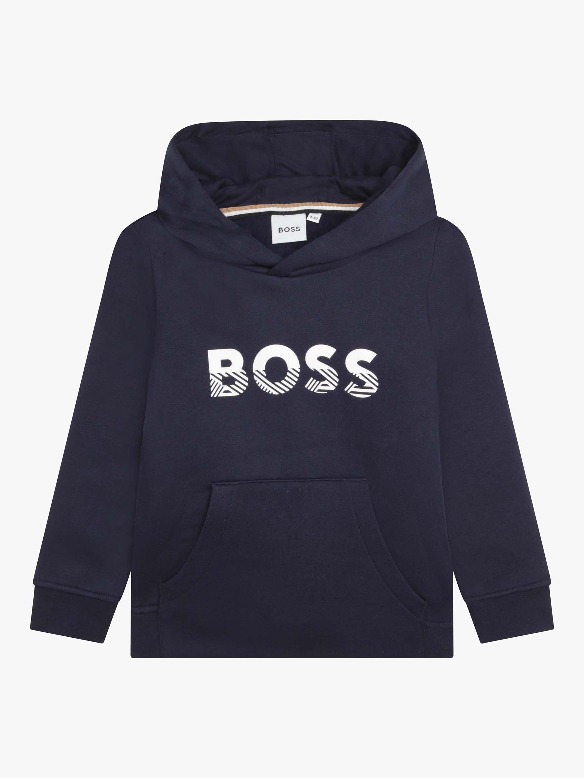 HUGO BOSS Kids' BOSS Logo Hoodie, Navy