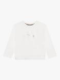 BOSS Kids' Script Logo Long Sleeve T-Shirt, White