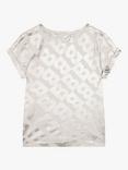 BOSS Kids' Metallic Monogram Logo T-Shirt, White