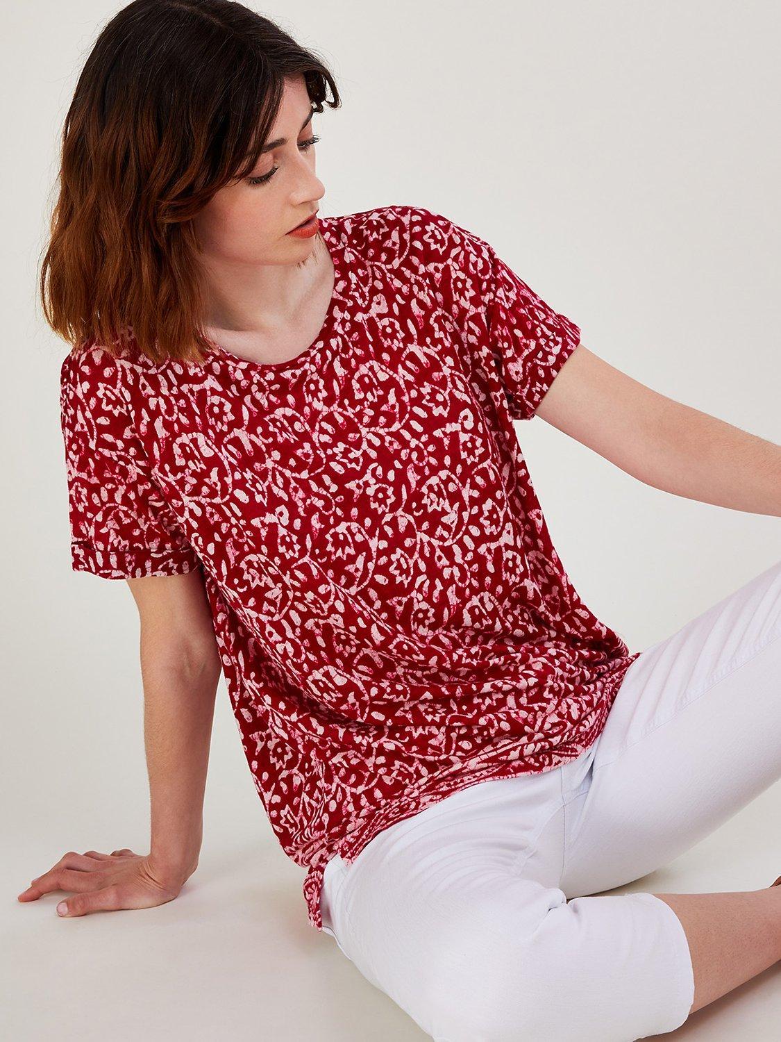 Monsoon Linen Blend Abstract Print Top