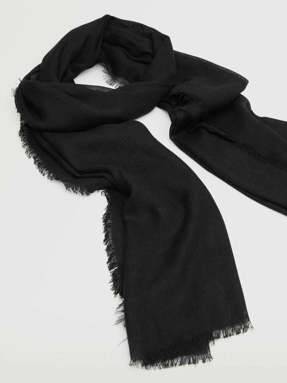 Mango Cosy Foulard Fringe Scarf, Black