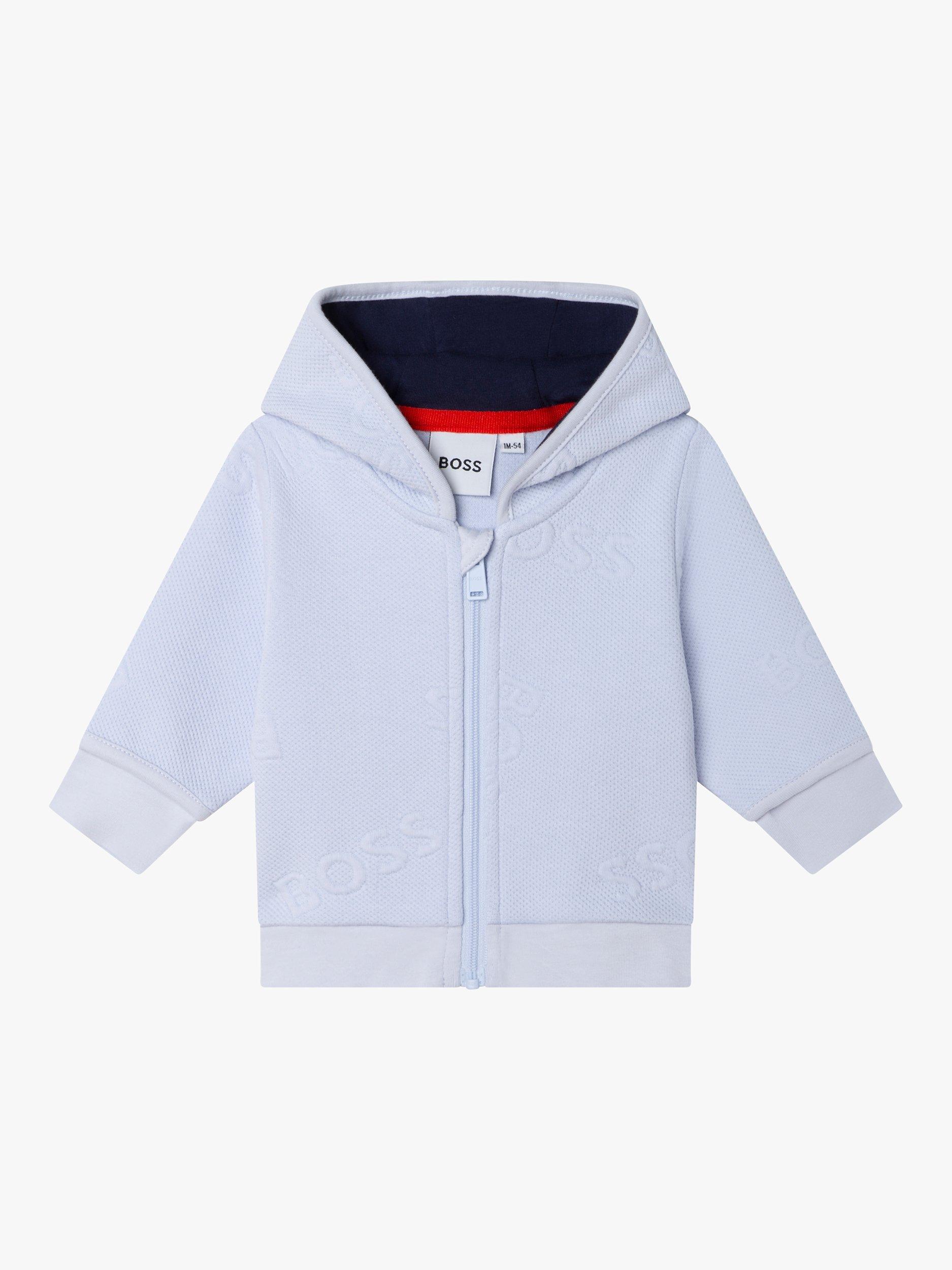 HUGO BOSS Baby Logo Waffle Cardigan, Light Blue