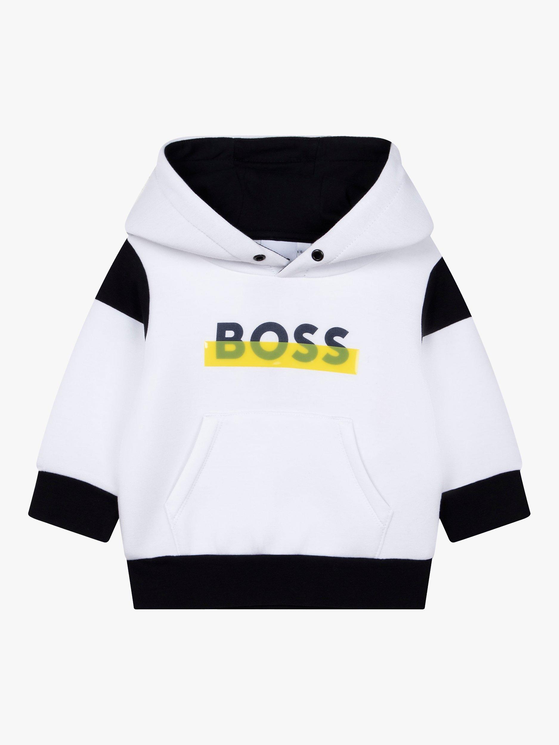 HUGO BOSS Baby Colour Block Stripe Logo Hoodie, White