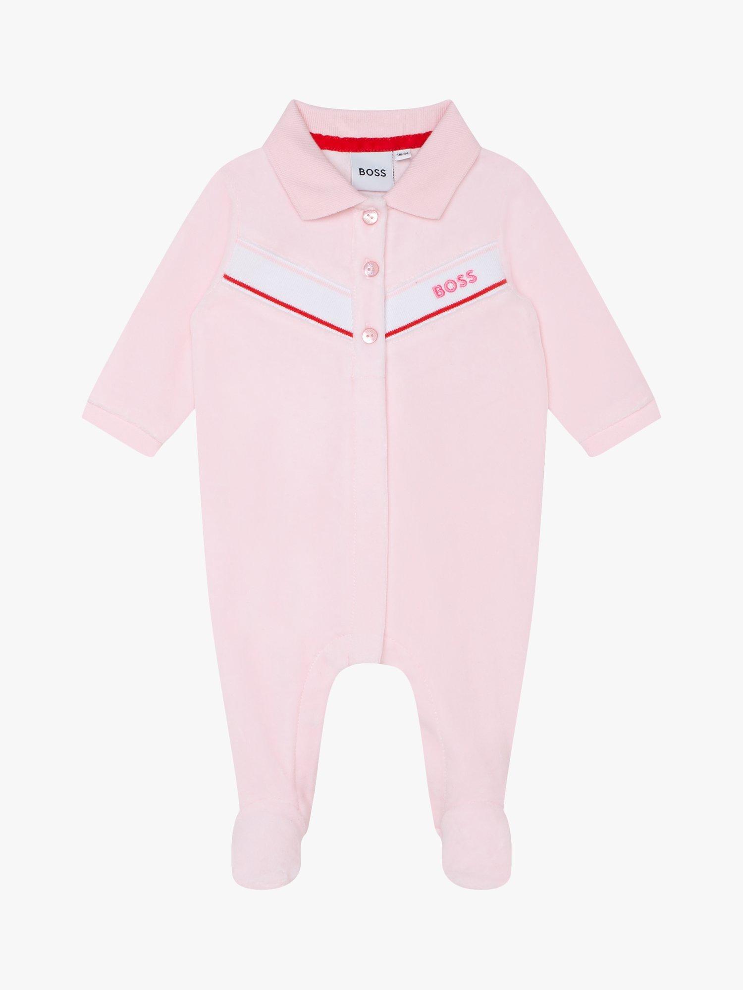 HUGO BOSS Chevron Logo Pyjama Sleepsuit, Light Pink