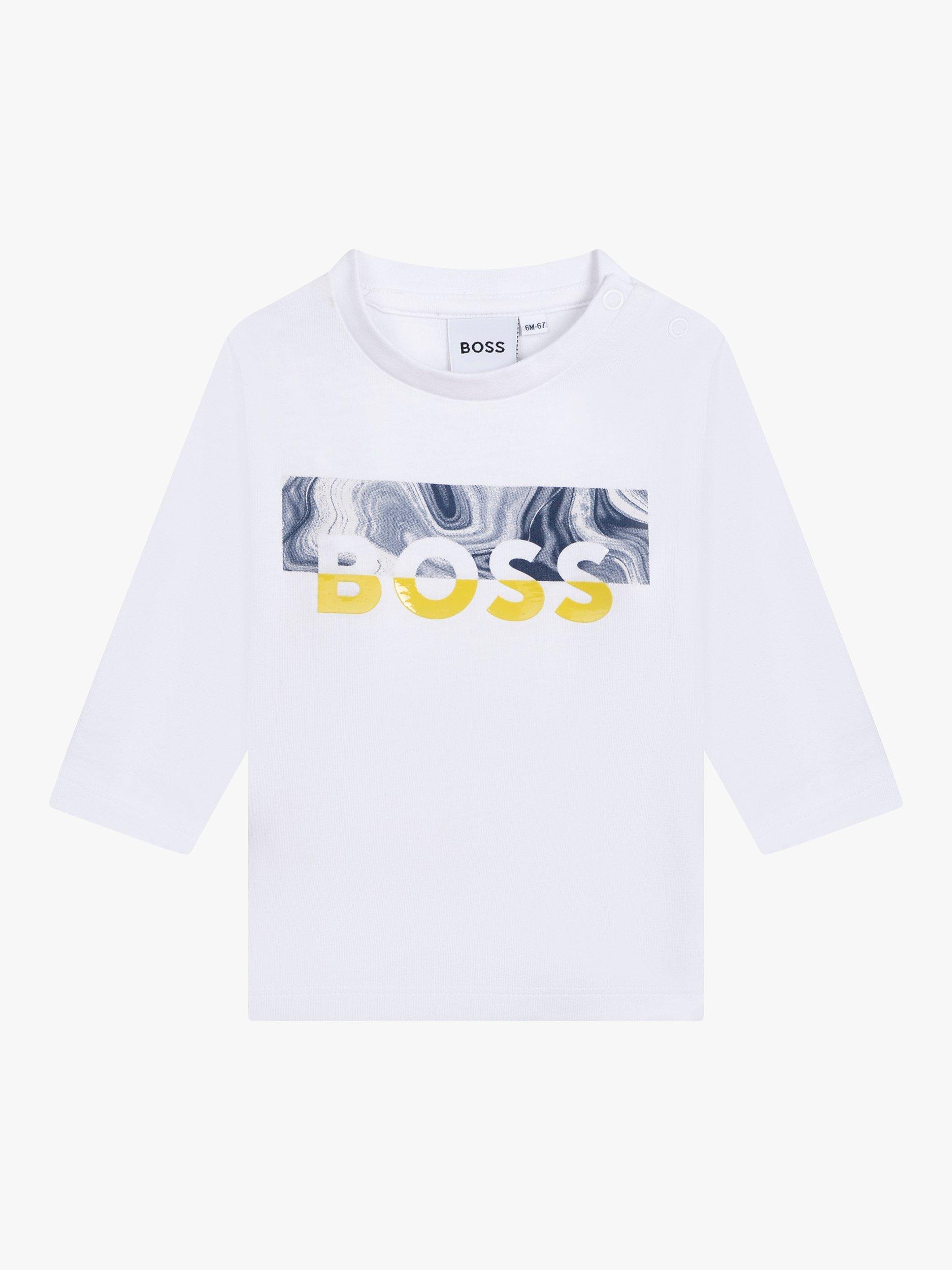 HUGO BOSS Baby Long Sleeved Logo Cotton T-Shirt, White