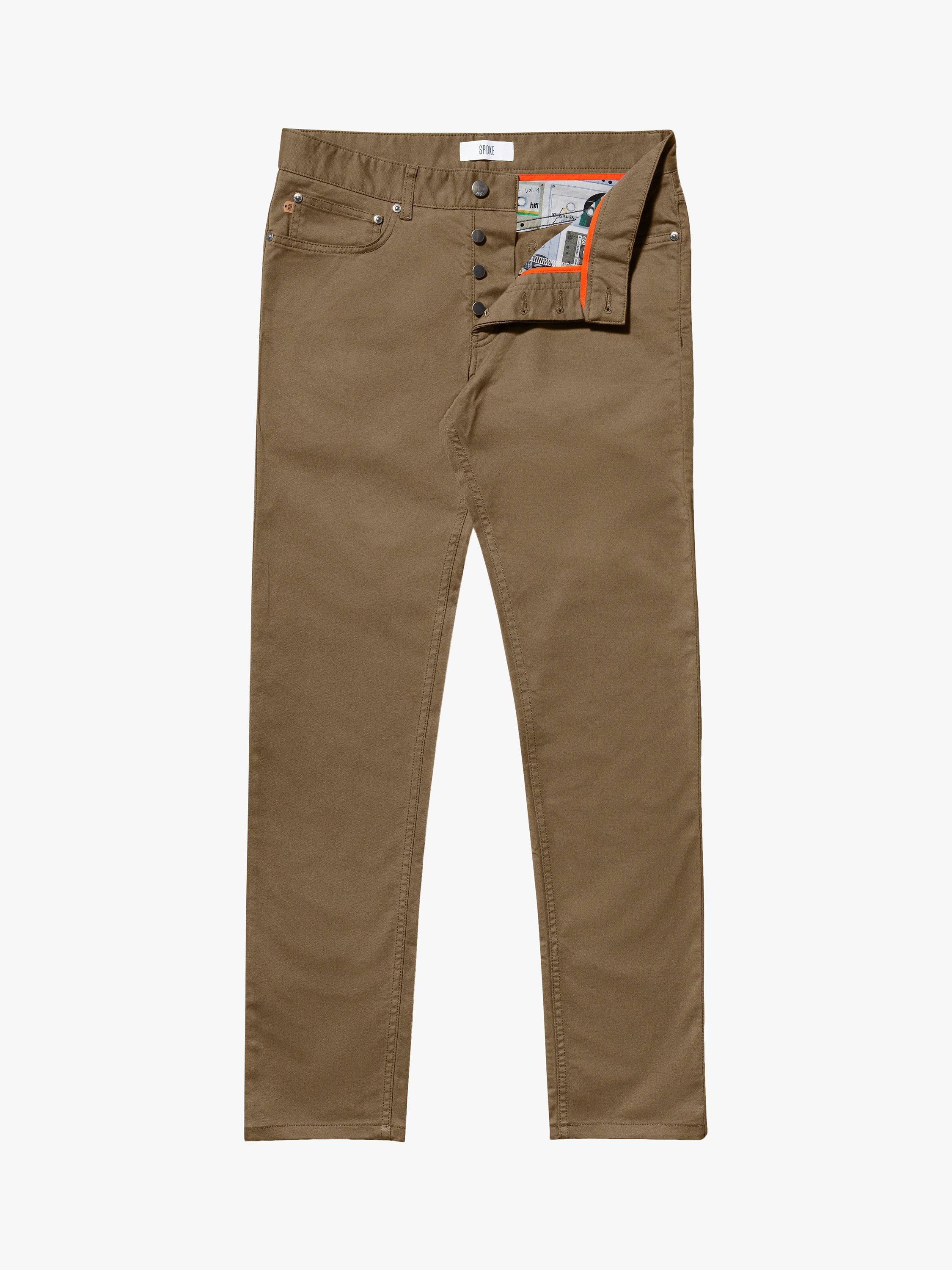 SPOKE Fives Cotton Blend Regular Thigh Chinos, Ammonite, W30/L28