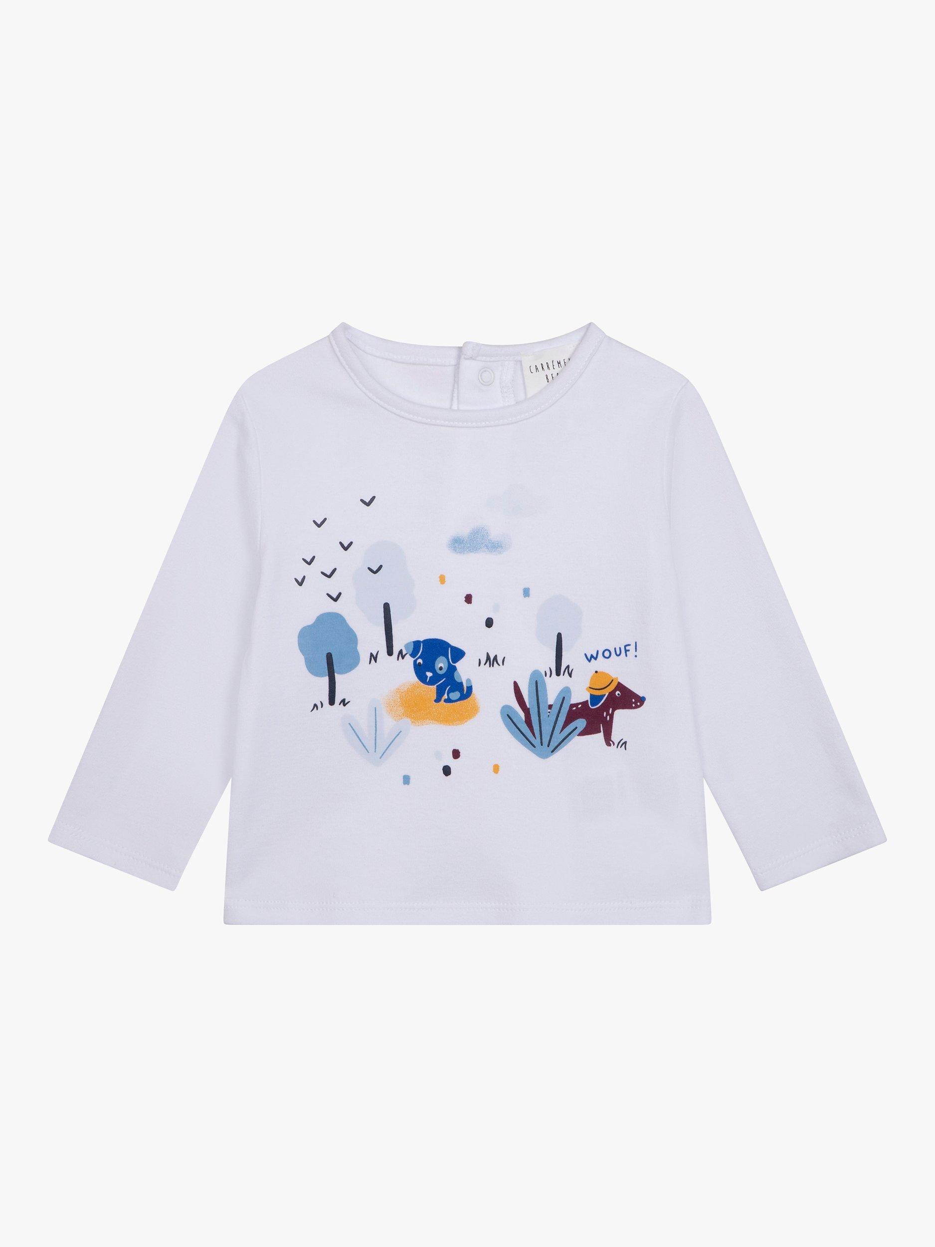 Carrément Beau Baby Dog & Tree Jersey Top, White