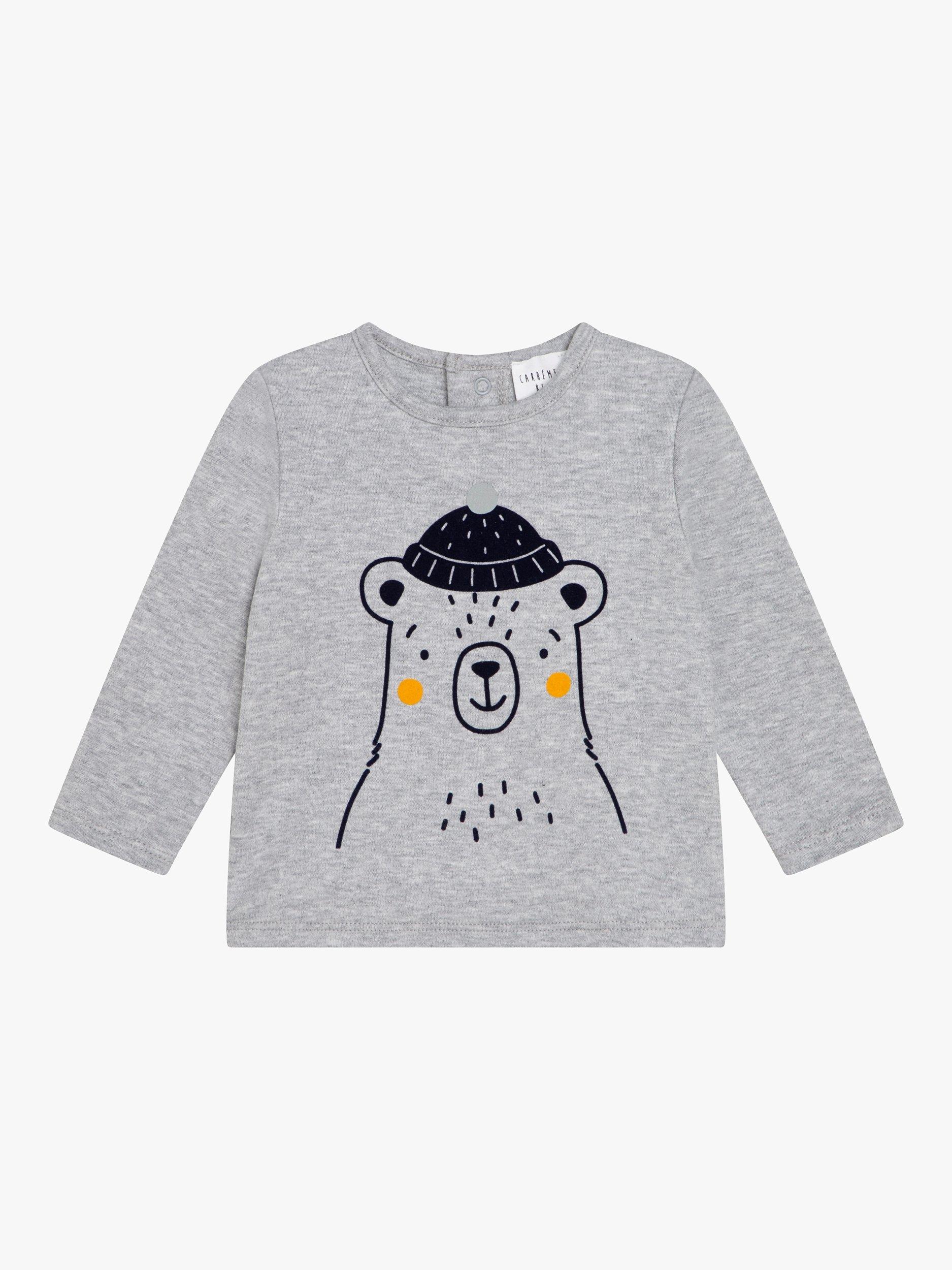 Carrément Beau Baby Bear Jersey Top, Light Grey
