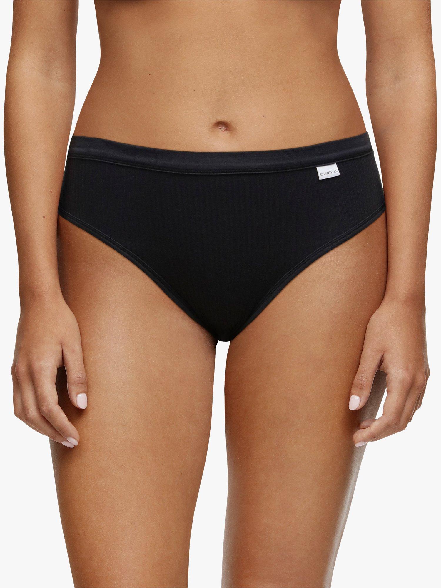 Product image 1 of 3, which shows Chantelle Cotton Comfort High Leg Knickers, Black, S