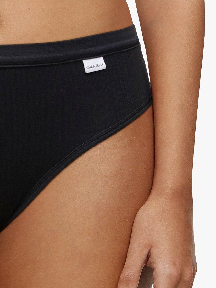 Product image 2 of 3, which shows Chantelle Cotton Comfort High Leg Knickers, Black, S