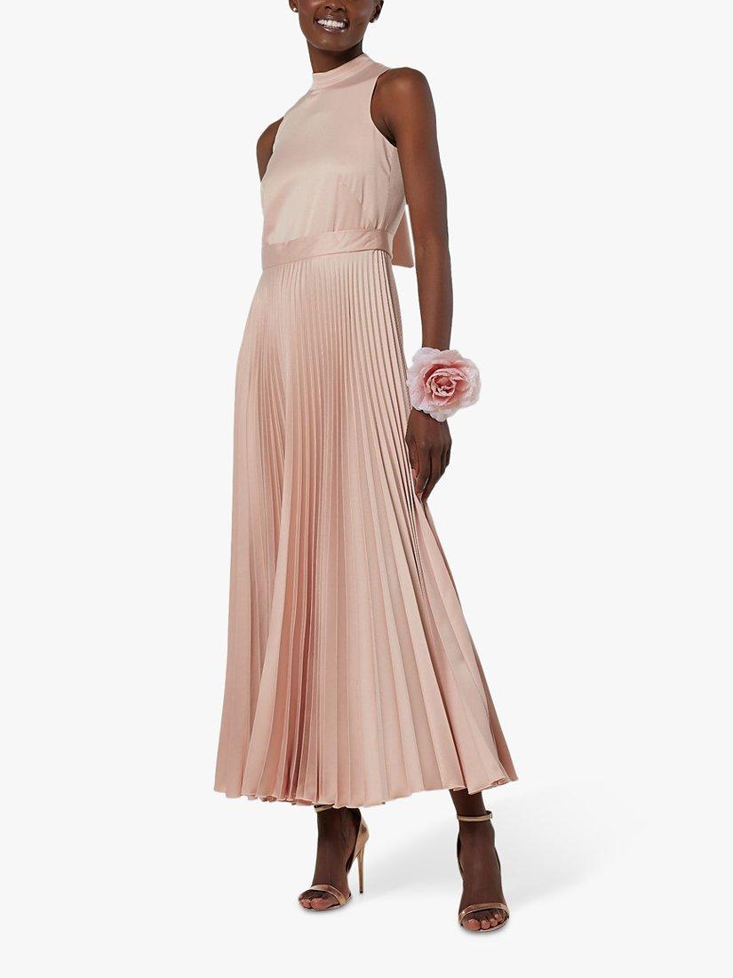 Product image 2 of 4, which shows Closet London Bridesmaid Satin Pleated Maxi Dress, Blush, 10