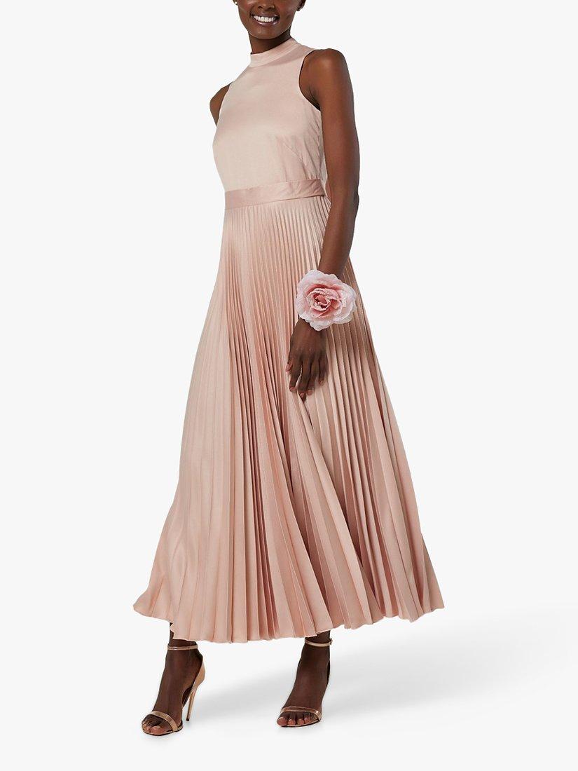 Product image 3 of 4, which shows Closet London Bridesmaid Satin Pleated Maxi Dress, Blush, 10