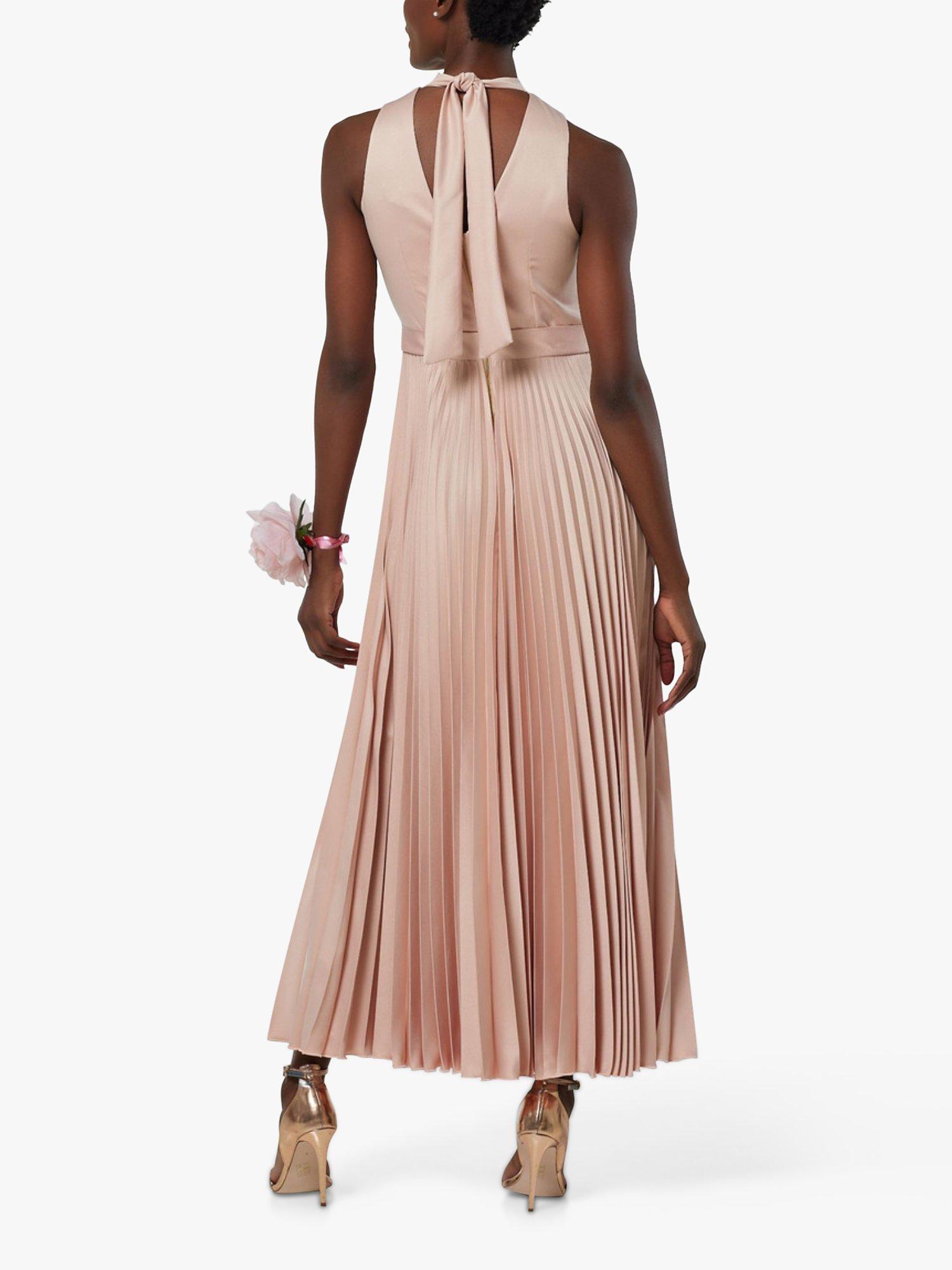Product image 4 of 4, which shows Closet London Bridesmaid Satin Pleated Maxi Dress, Blush, 10