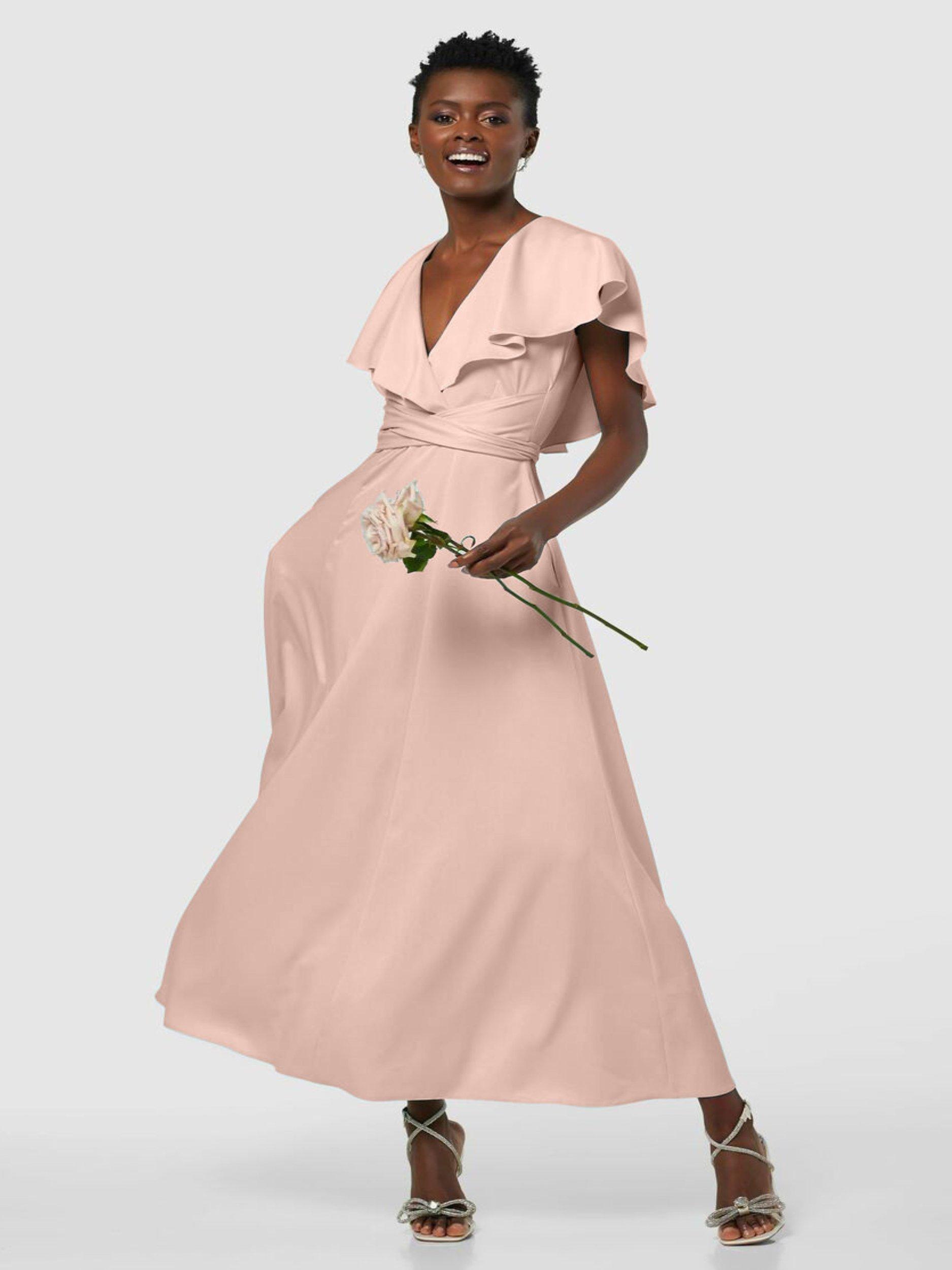 Product image 1 of 2, which shows Closet London Bridesmaid Cape Detail Maxi Dress, Blush, 8