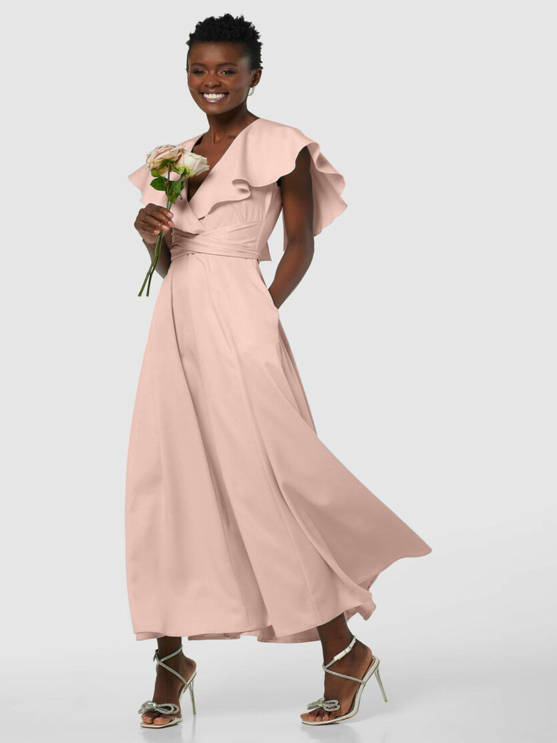 Product image 2 of 2, which shows Closet London Bridesmaid Cape Detail Maxi Dress, Blush, 8