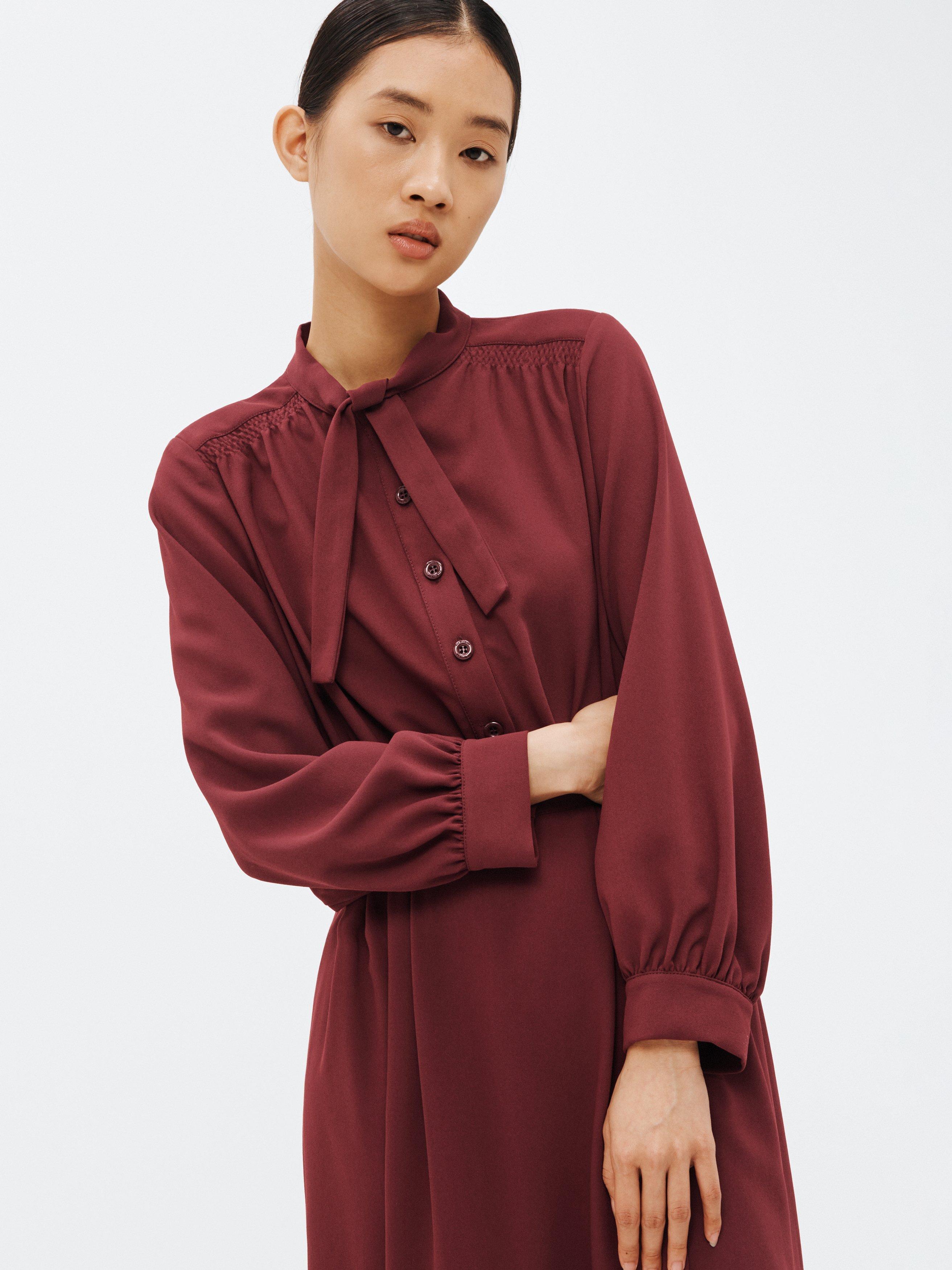 See By Chloé Plain Smocked Shirt Dress, Boyish Red
