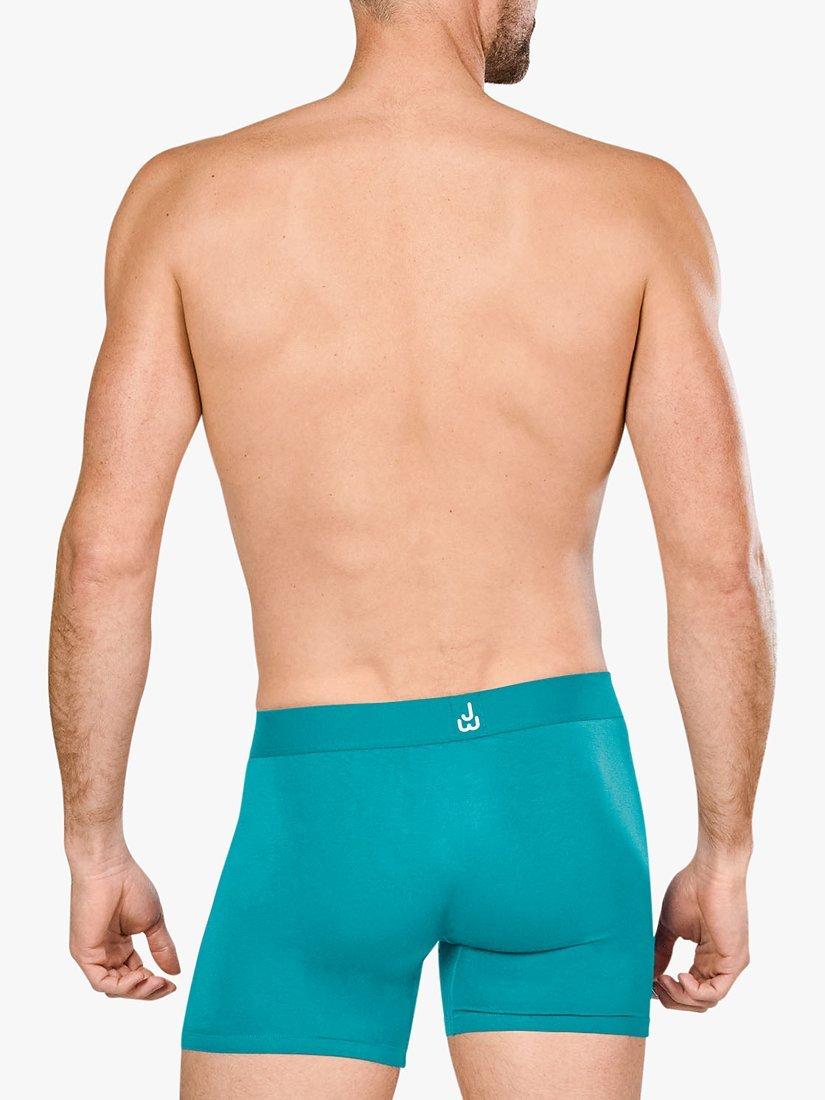 Product image 3 of 5, which shows JustWears Active Boxers, Pack of 3, Blue/Navy/Green, M