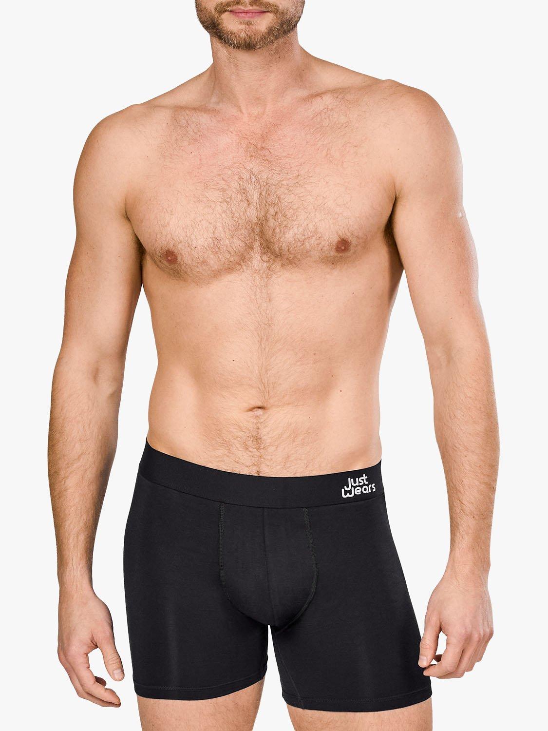 JustWears Active Boxers, Pack of 3, All Black, S