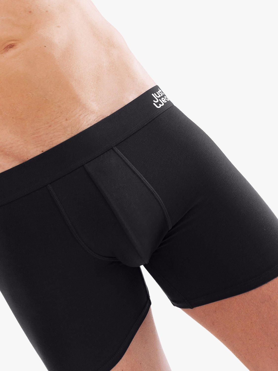 JustWears Active Boxers, Pack of 3, All Black, S