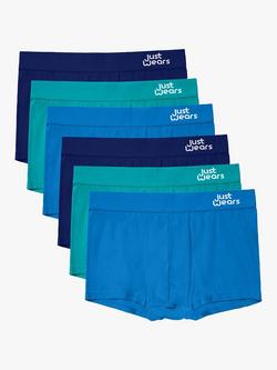 JustWears Pro Trunks, Pack of 6, Blue/Navy/Green