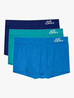 JustWears Pro Trunks, Pack of 3, Blue/Navy/Green