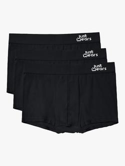 JustWears Active Trunks, Pack of 3, All Black